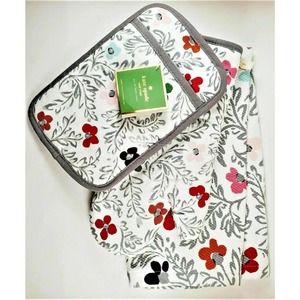 Kate Spade New York Floral Blockprint 3 Piece Kitchen Towel Oven Mitt Po…